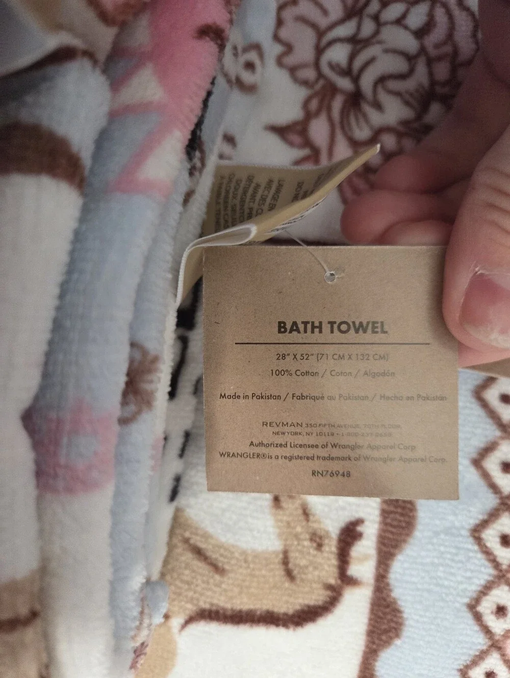 Nwt Wrangler Western Stamps Blue Bath Towel Set Of 4